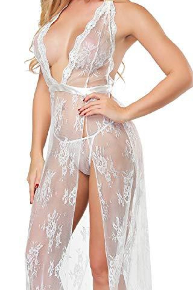 Long Lace Lingerie Robes Wholesale Swimsuit Cover Ups with Lace Detail