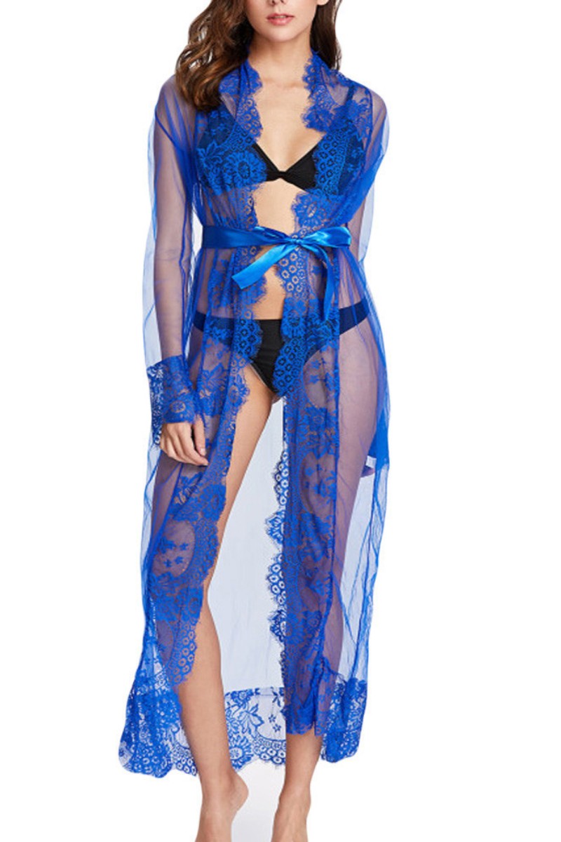 Sexy Lace Kimono Robe Wholesale Women's Mesh Chemise & Gown Swimwear Cover-Up